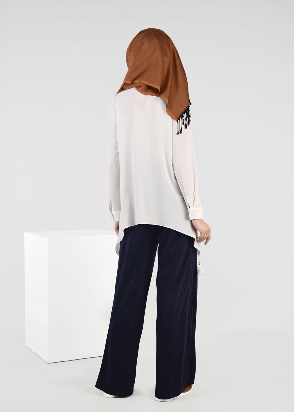 Tesettür giyim LACİVERT ÖRME BOL KESİM PANTOLON 7035 