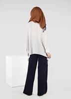 Tesettür giyim LACİVERT ÖRME BOL KESİM PANTOLON 7035 