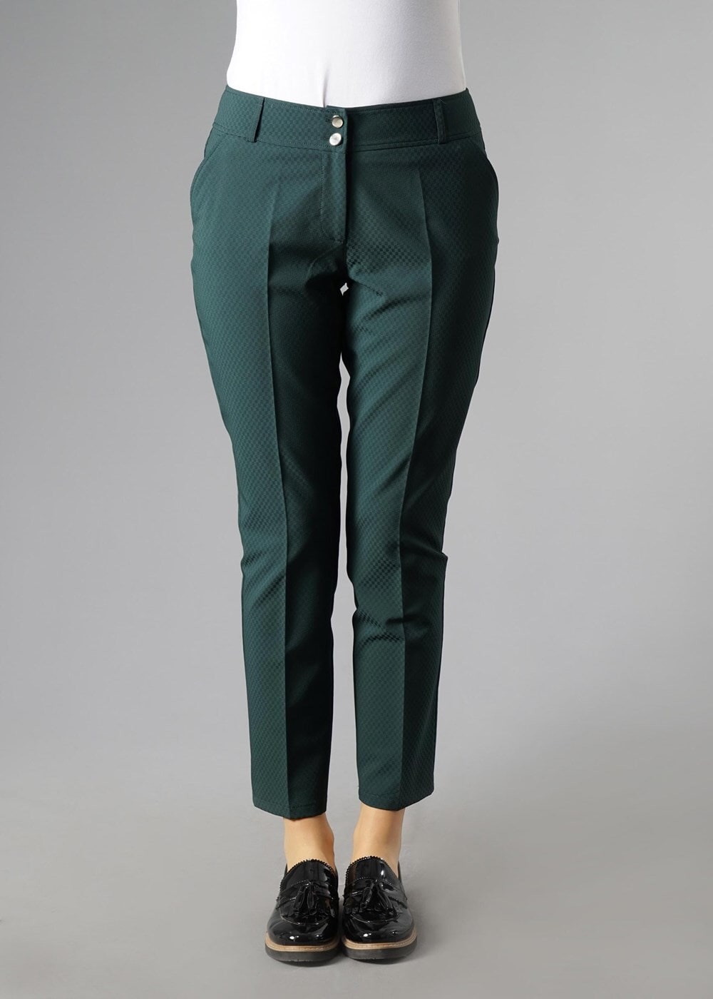 Tesettür giyim YEŞİL ARA BEL JAKAR PANTOLON 7040 