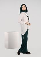 Tesettür giyim YEŞİL GENİŞ PAÇA PANTOLON 7061