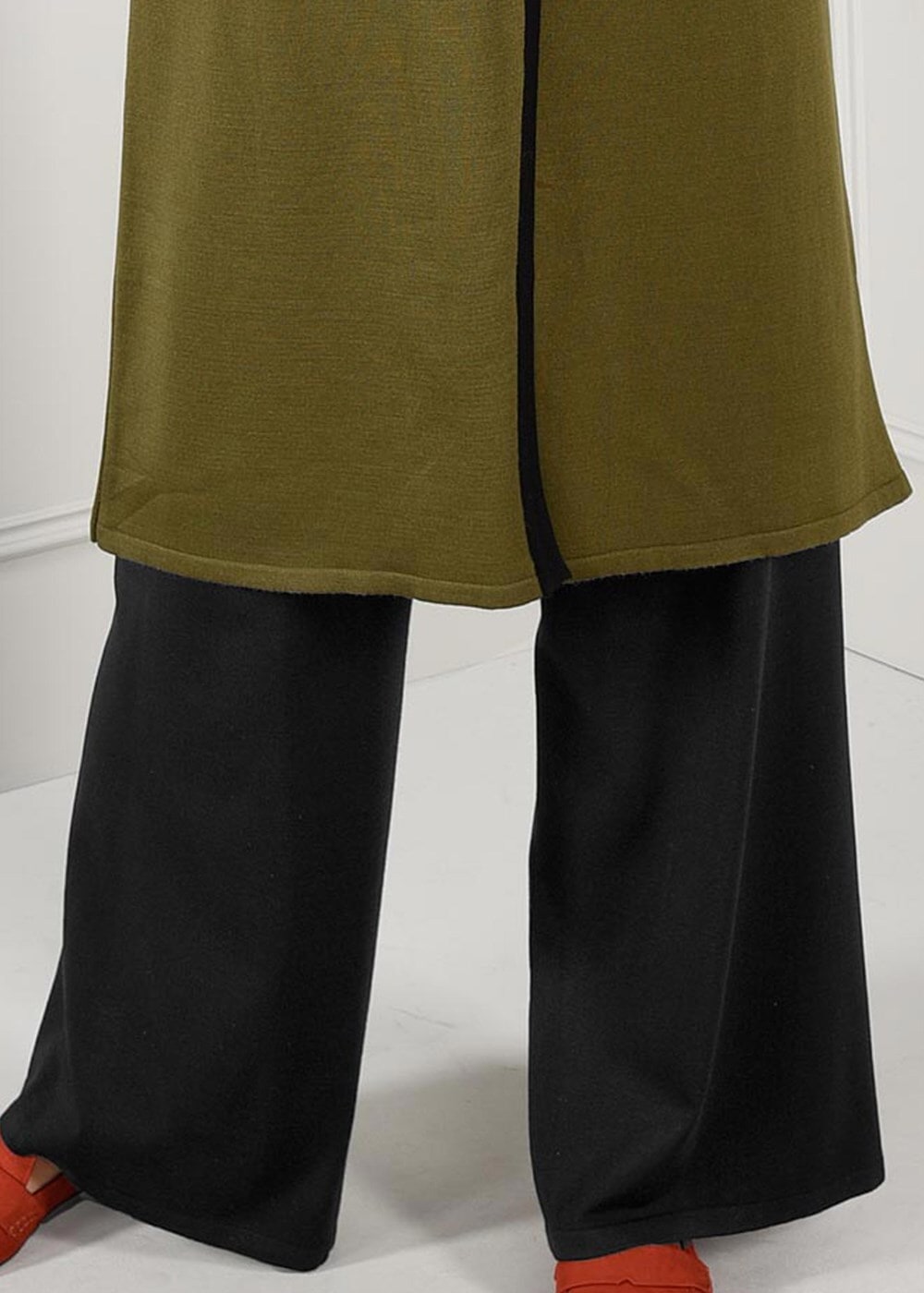 Tesettür giyim SİYAH GENİŞ KESİM TRİKO PANTOLON 7220