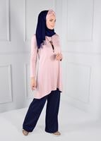 Tesettür giyim LACİVERT GENİŞ KESİM TRİKO PANTOLON 7220