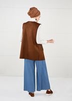 Tesettür giyim MAVİ BOL KESİM KEMERLİ DENİM PANTOLON 8915 