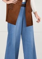 Tesettür giyim MAVİ BOL KESİM KEMERLİ DENİM PANTOLON 8915 