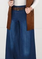Tesettür giyim LACİVERT BOL KESİM KEMERLİ DENİM PANTOLON 8915 