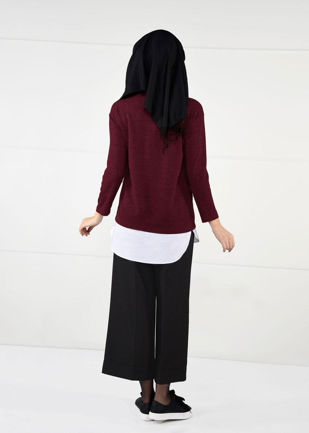 Tesettür giyim SİYAH SÜET LASTİKLİ PANTOLON  9954 