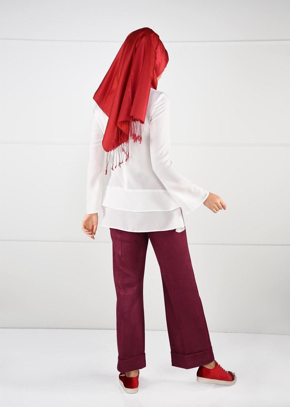 Hijab clothing CLARET RED SUEDE PANTS 9954 