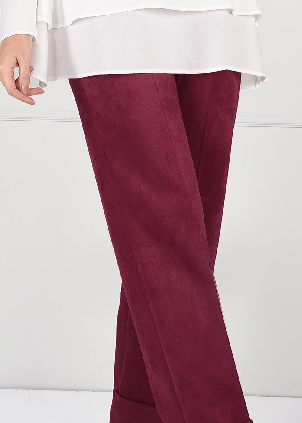Hijab clothing CLARET RED SUEDE PANTS 9954 