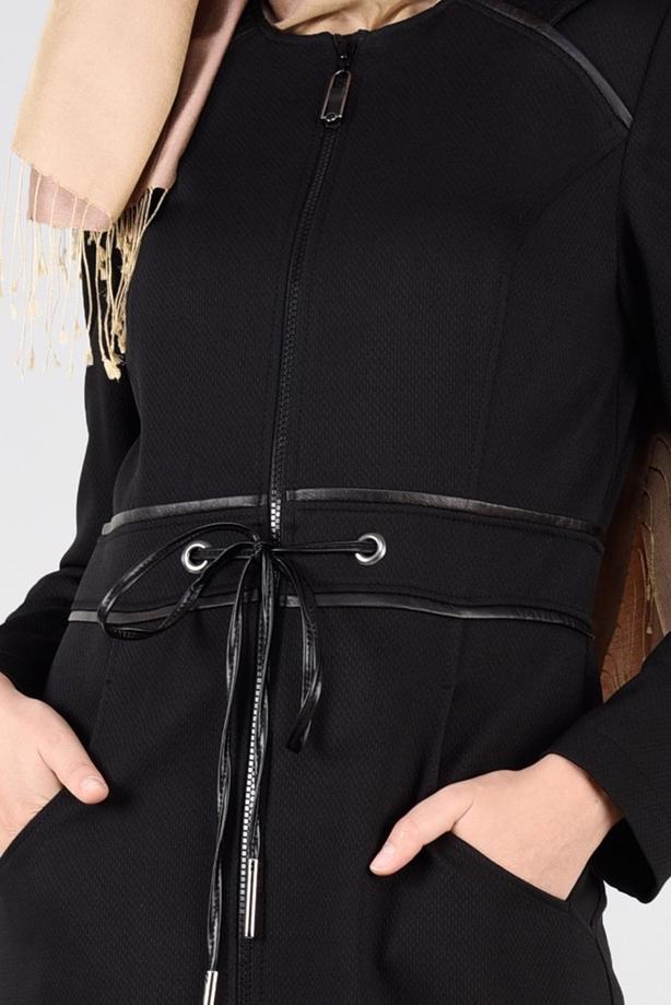 Tesettür giyim SİYAH BELİ BAĞCIKLI CEPLİ PARDESÜ 1923-1	 - TRENDTESETTÜR