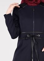 Tesettür giyim LACİVERT BELİ BAĞCIKLI CEPLİ PARDESÜ 1923-1	