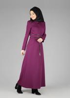 Tesettür giyim MOR BELİ BAĞCIKLI CEPLİ PARDESÜ 1923-1	