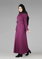 Tesettür giyim MOR BELİ BAĞCIKLI CEPLİ PARDESÜ 1923-1	