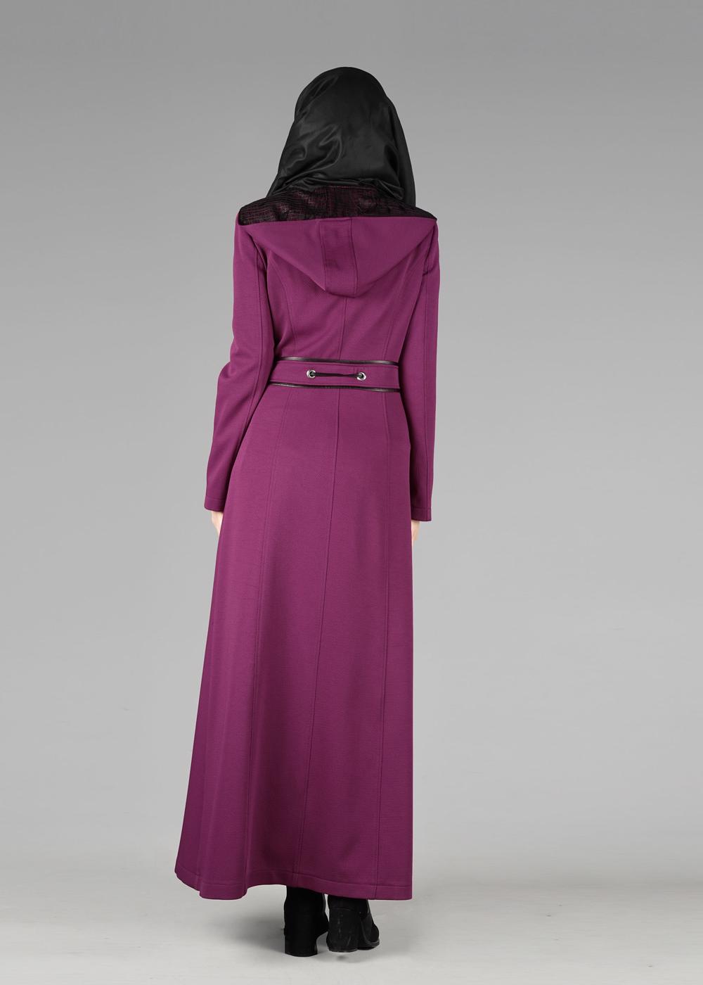 Tesettür giyim MOR BELİ BAĞCIKLI CEPLİ PARDESÜ 1923-1	