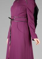 Tesettür giyim MOR BELİ BAĞCIKLI CEPLİ PARDESÜ 1923-1	