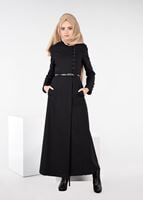Tesettür giyim SİYAH DÜĞME DETAYLI PARDESÜ 1854