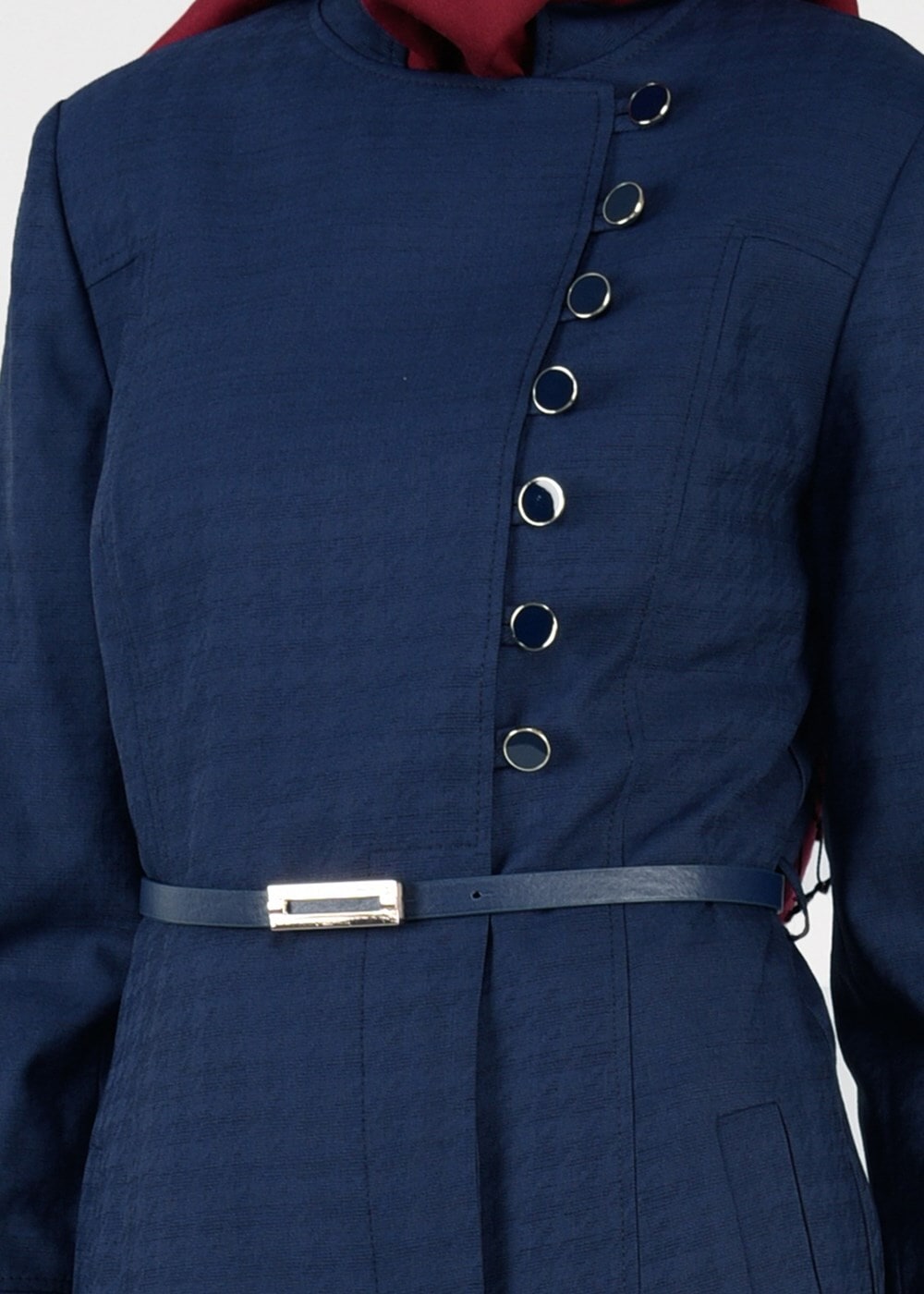 Tesettür giyim LACİVERT DÜĞME DETAYLI PARDESÜ 1854