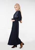 Tesettür giyim LACİVERT FERMUAR DETAYLI PARDESÜ 1876 
