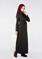 Tesettür giyim SİYAH BROŞLU İNCE KAŞE PARDESÜ 1878	