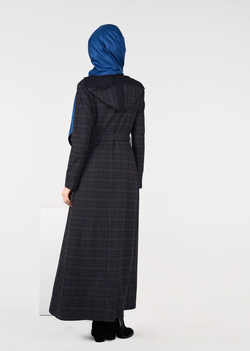 Tesettür giyim KAHVE HAKİM YAKA KUŞAKLI PARDESÜ 1881