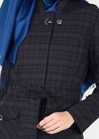 Tesettür giyim KAHVE HAKİM YAKA KUŞAKLI PARDESÜ 1881