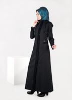 Tesettür giyim KAHVE PÖTİKARE KAPÜŞONLU PARDESÜ 1883