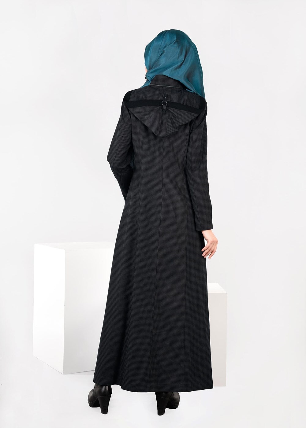 Tesettür giyim KAHVE PÖTİKARE KAPÜŞONLU PARDESÜ 1883