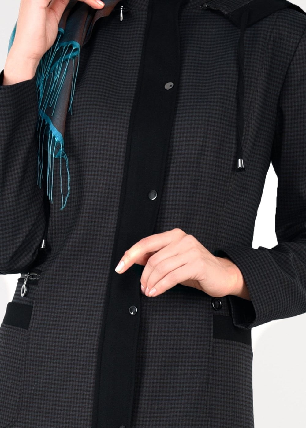 Tesettür giyim KAHVE PÖTİKARE KAPÜŞONLU PARDESÜ 1883