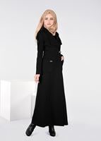 Tesettür giyim SİYAH KEMER DETAYLI KRUVAZE PARDESÜ 1885