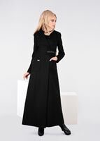 Tesettür giyim SİYAH KEMER DETAYLI KRUVAZE PARDESÜ 1885