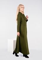 Tesettür giyim YEŞİL KEMER DETAYLI KRUVAZE PARDESÜ 1885