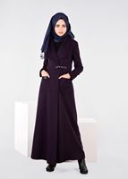 Tesettür giyim LACİVERT KEMER DETAYLI KRUVAZE PARDESÜ 1885