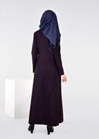 Tesettür giyim LACİVERT KEMER DETAYLI KRUVAZE PARDESÜ 1885