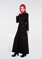 Tesettür giyim SİYAH KAPÜŞONLU PARDESÜ 1891