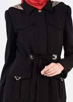 Tesettür giyim SİYAH KAPÜŞONLU PARDESÜ 1891