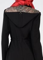 Tesettür giyim SİYAH KAPÜŞONLU PARDESÜ 1891