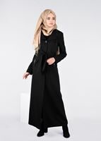 Tesettür giyim SİYAH YAKASI BAĞCIKLI CEP DETAYLI PARDESÜ 1894