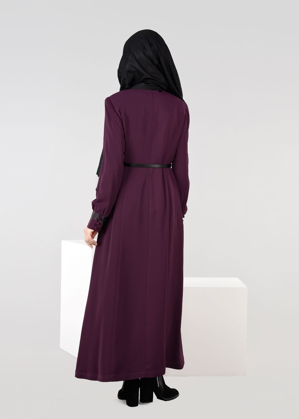Tesettür giyim MÜRDÜM MANŞETLERİ YAKASI DETAYLI PARDESÜ 1932 
