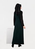 Tesettür giyim YEŞİL ÇİFT RENKLİ DÜĞMELİ PARDESÜ 1934