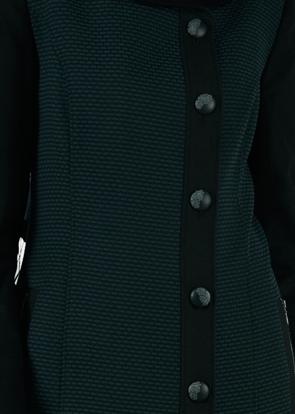 Tesettür giyim YEŞİL ÇİFT RENKLİ DÜĞMELİ PARDESÜ 1934