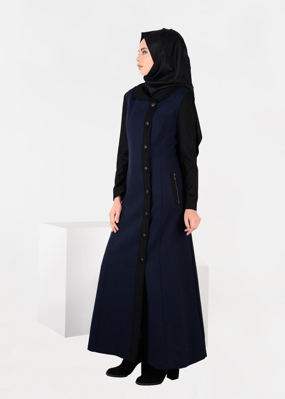 Vêtements hijab BLEU MARINE PARDESSU À BOUTONNÉ 1934 