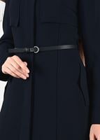 Tesettür giyim LACİVERT OMUZU DETAYLI DÜĞMELİ KEMERLİ PARDESÜ 1935