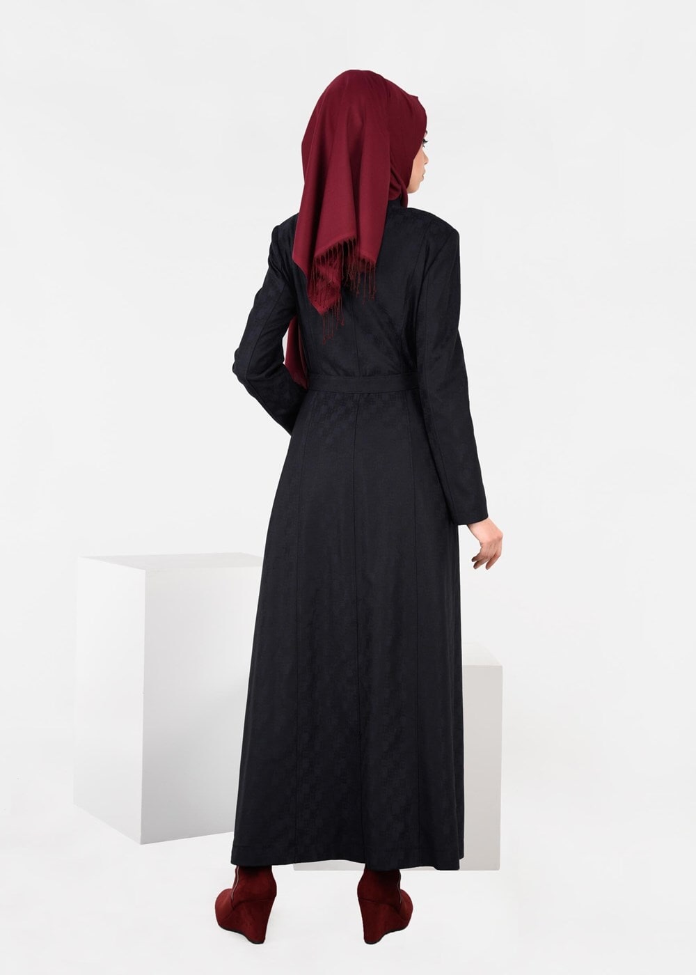 Tesettür giyim LACİVERT HAKİM YAKA PARDESÜ 1939