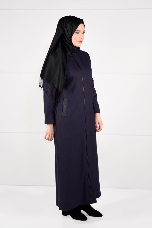 Tesettür giyim MOR BİYE DETAYLI PARDESÜ 1956  - TRENDTESETTÜR