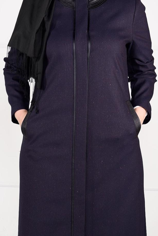 Tesettür giyim MOR BİYE DETAYLI PARDESÜ 1956  - TRENDTESETTÜR