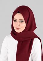 Tesettür giyim BORDO T 9879 ALVİNA KENDİNDEN DESENLİ ŞAL