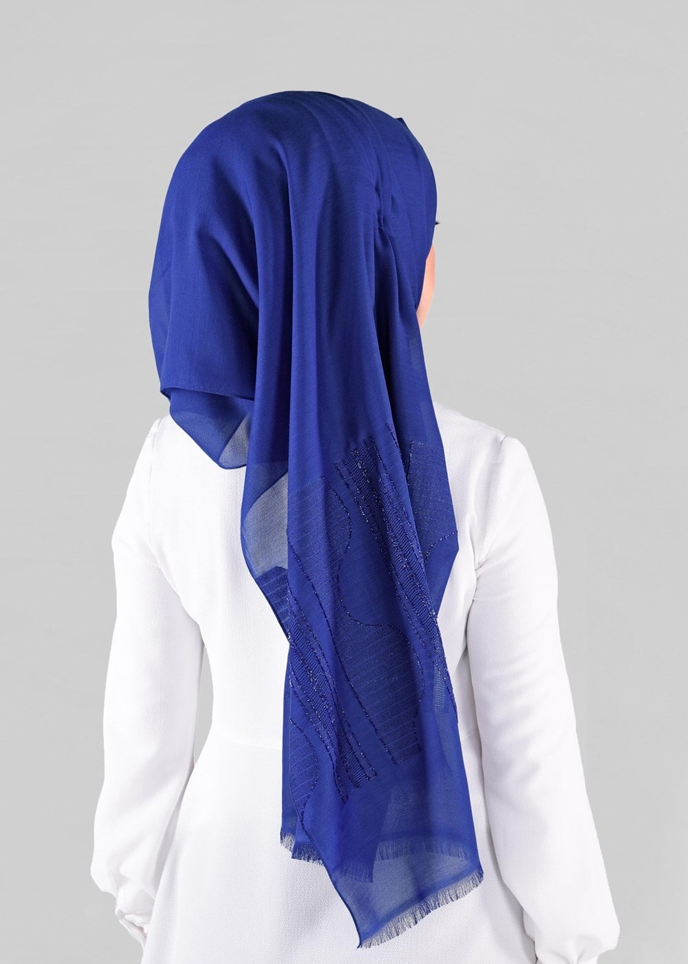 Tesettür giyim LACİVERT T 9882 ALVİNA SİMLİ ABİYE ŞAL