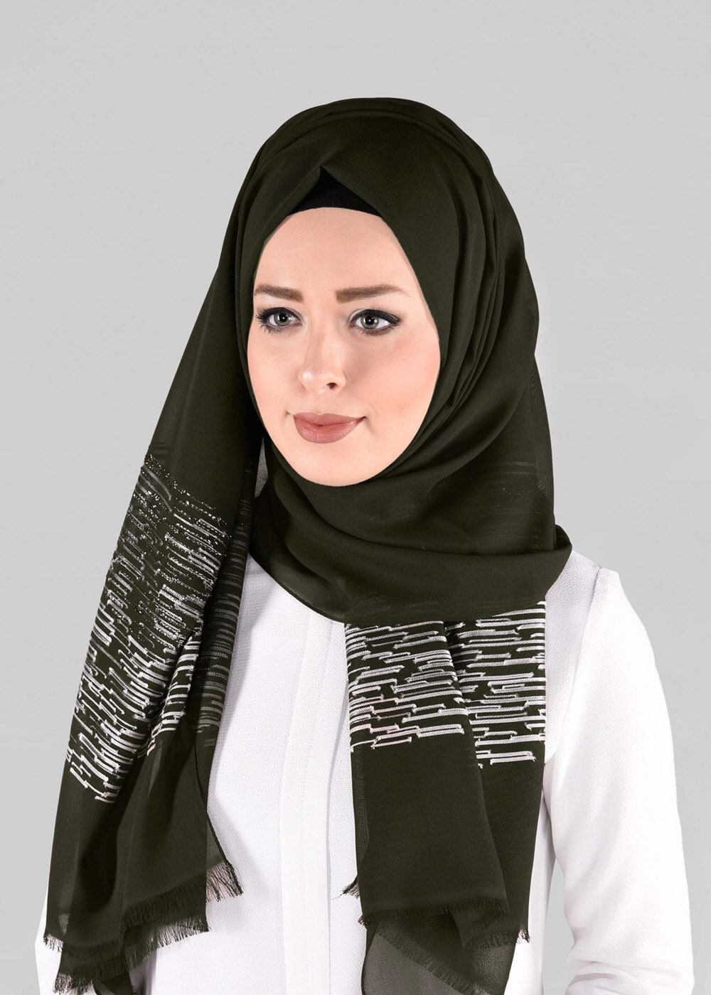 Tesettür giyim YEŞİL T 9886 ALVİNA İLAYDA ŞAL