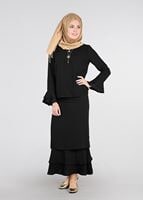 Tesettür giyim SİYAH VOLANLI 2Lİ ETEK TAKIM 53108