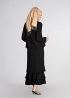 Tesettür giyim SİYAH VOLANLI 2Lİ ETEK TAKIM 53108