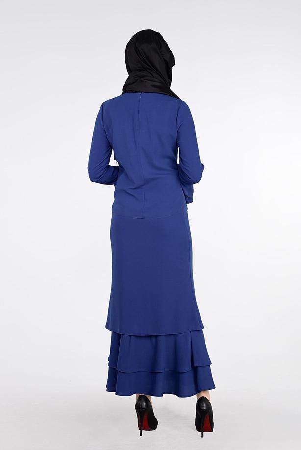Tesettür giyim LACİVERT VOLANLI 2Lİ ETEK TAKIM 53108 - TRENDTESETTÜR